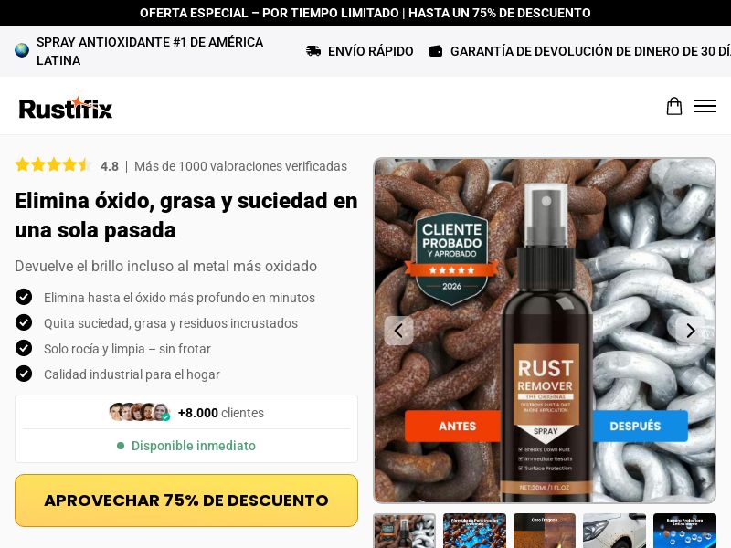 RustiFix Rust Remover Spray [LATAM] (Social,Banner,Native,Push,SEO,Search,Brand Bidding) - CPA 