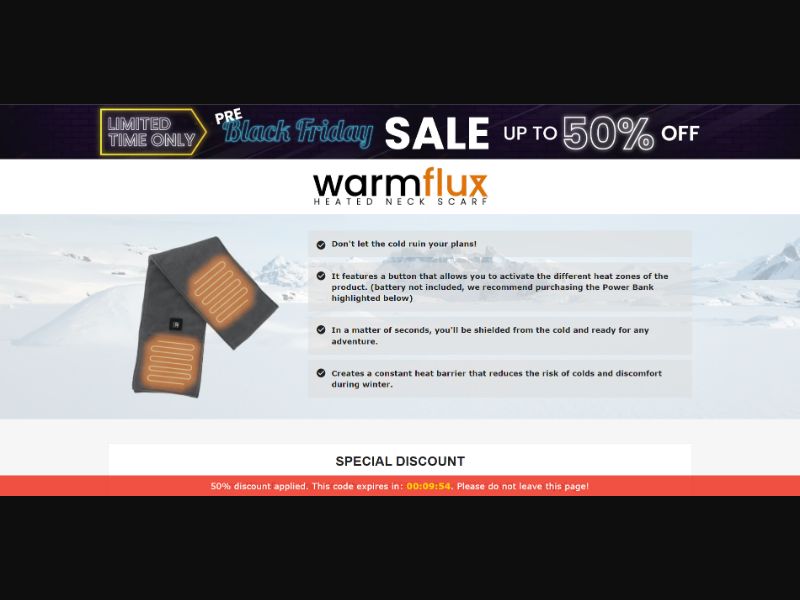 [WEB+MOB] Qinux Warmflux – Heated Neck Scarf /International (112 GEOs) CPS *FB/TT/Google/Taboola Pixel*