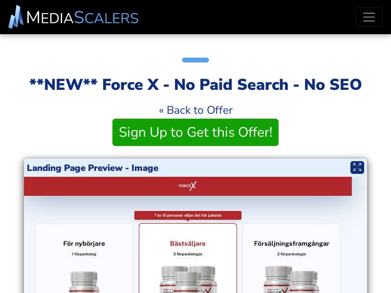 Force X - No Paid Search - No SEO {+DTC, Alt-Landers} [SE]