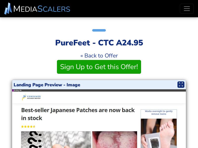 PureFeet - CTC A24.95 {+Advertorial, DTC, Alt-Landers} (Event Tracking) [AU]
