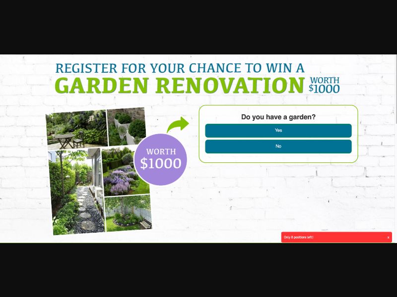 AU - Quiztionnaire - Garden Renovation $1000 - (CPL)