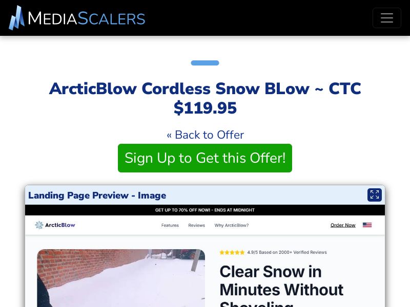 ArcticBlow Cordless Snow BLow ~ CTC $119.95 {+DTC, Alt-Landers} (Event Tracking) [US]