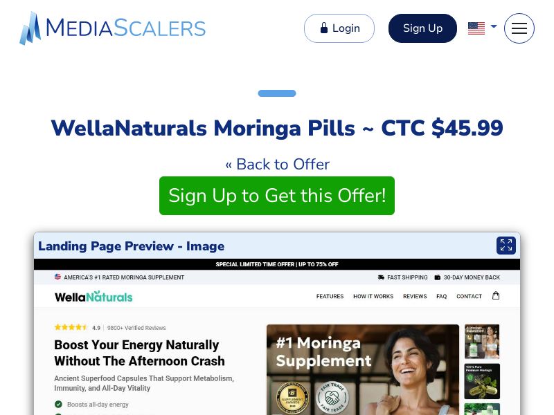 WellaNaturals Moringa Pills ~ CTC $45.99 {+Advertorial, DTC, Alt-Landers} (Event Tracking) [US, DE, CA, AU, UK, FR, IL, +232 More]