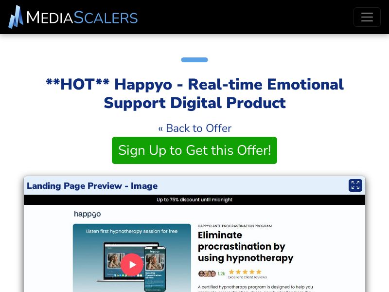 Happyo - Real-time Emotional Support Digital Product {+Advertorial, DTC} (Event Tracking) [US, DE, CA, FI]