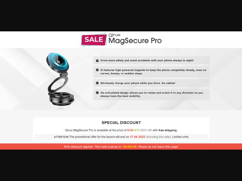 [WEB+MOB] Qinux MagSecure Pro – Magnetic Phone Holder /International (112 GEOs) CPS *FB/TT/Google/Taboola Pixel* [Approval Required]