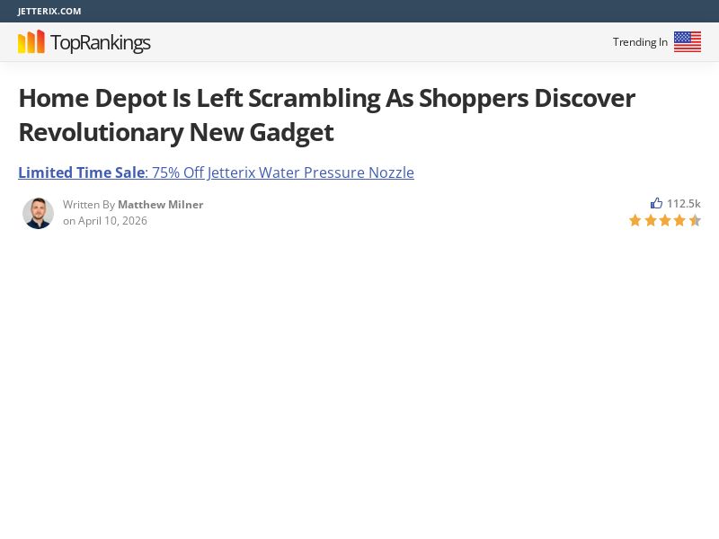 ! NEW OFFER - Jetterix Pressure Nozzle - Advertorial [INTL] (Social,Banner,Native,Push,SEO,Search,Brand Bidding) - CPA