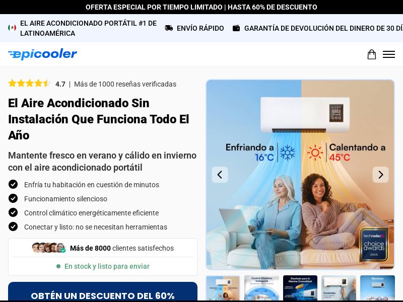 ! NEW OFFER - EpiCooler Portable AC [LATAM] (Social,Banner,Native,Push,SEO,Search,Brand Bidding) - CPA
