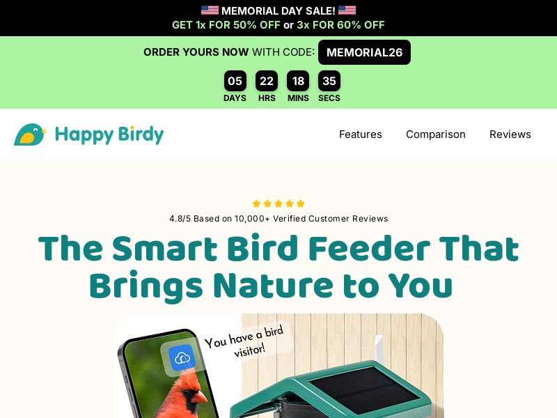 Happy Birdy - Smart Bird Feeder - $149.99 - CPS | US