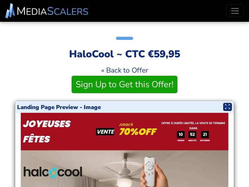 HaloCool ~ CTC €59,95 {+Advertorial, DTC, Alt-Landers} (Event Tracking) [FR]