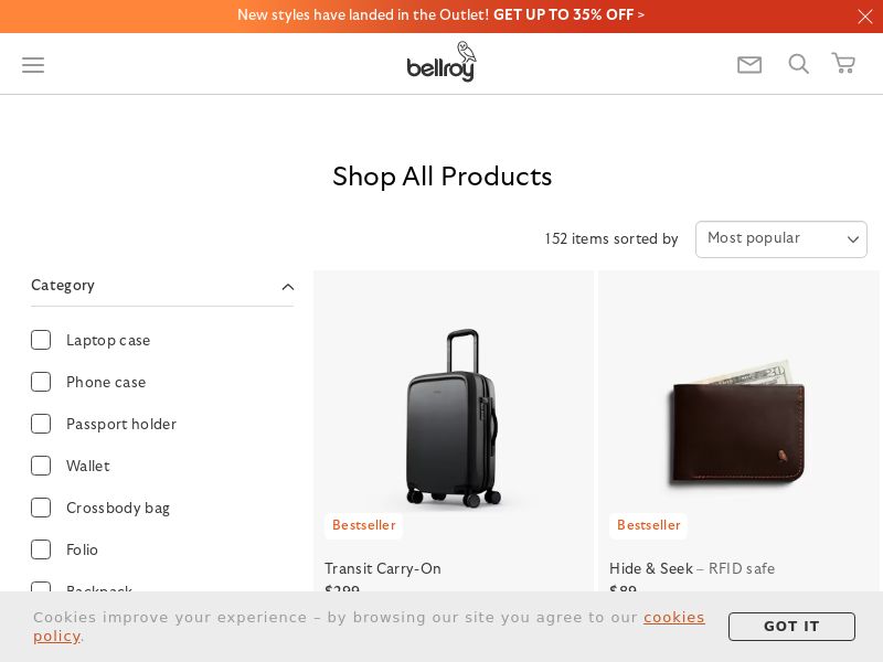 Bellroy.com Ecommerce CPS - Worldwide