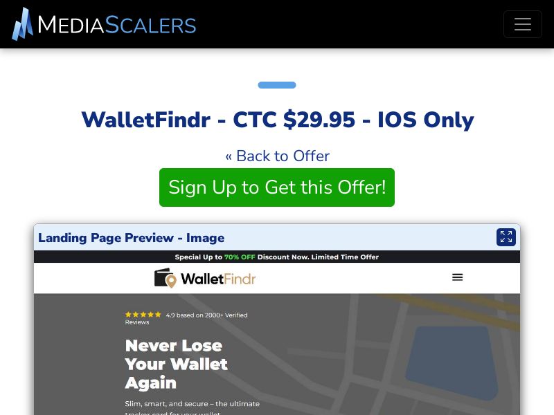 WalletFindr - CTC $29.95 - IOS Only {+DTC, Alt-Landers} (Event Tracking) [US]