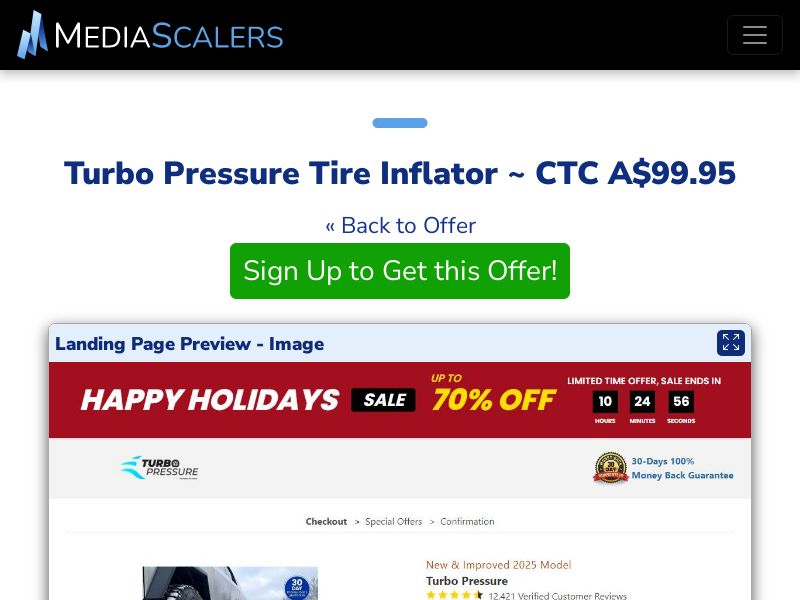 Turbo Pressure Tire Inflator ~ CTC A$99.95 {+DTC, Alt-Landers} (Event Tracking) [AU]