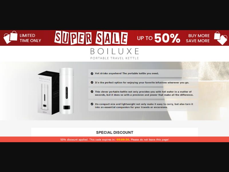 [WEB+MOB] Qinux Boiluxe – Portable Travel Kettle /International (112 GEOs) CPS *FB/TT/Google/Taboola Pixel* [Approval Required]