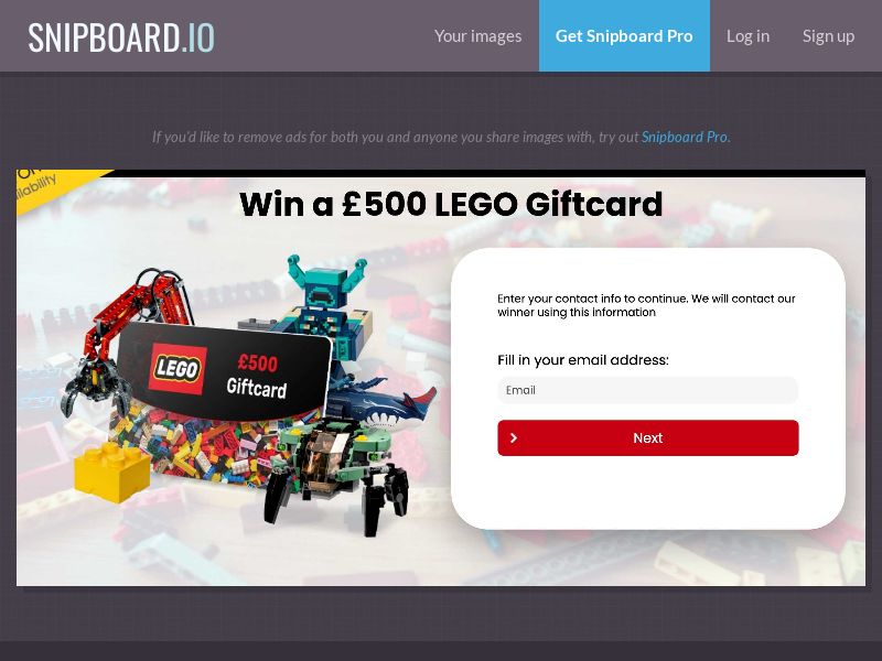 YouSweeps - Win a LEGO Giftcard UK - SOI