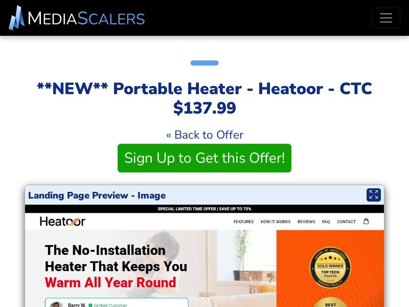 Portable Heater - Heatoor - CTC $137.99 {+Advertorial, DTC, Alt-Landers} [US, DE, CA, AU, UK, FR, IL, +232 More]