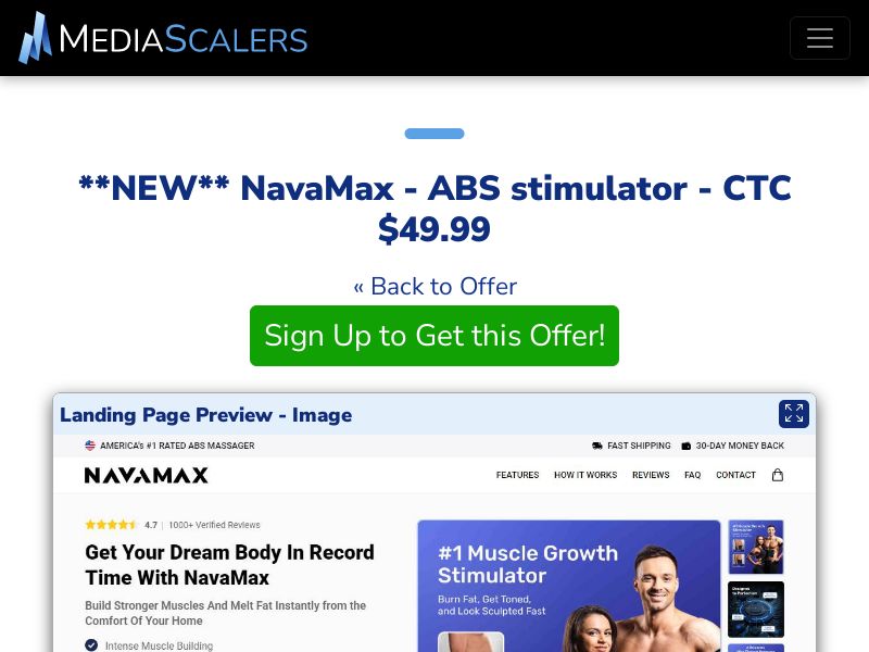 NavaMax - ABS stimulator - CTC $49.99 {+Advertorial, DTC, Alt-Landers} (Event Tracking) [US, DE, CA, AU, UK, FR, IL, +232 More]