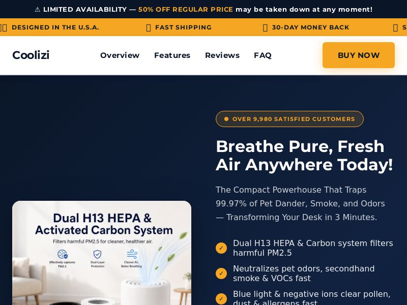 ! NEW OFFER - Coolizi Air Cleaner [US] (Social,Banner,Native,Push,SEO,Search,Brand Bidding) - CPA
