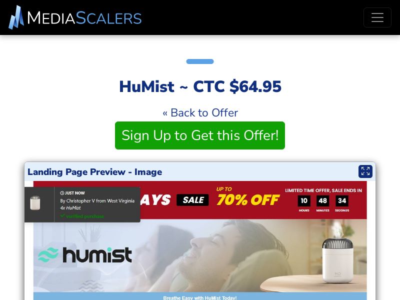 HuMist ~ CTC $64.95 {+DTC, Alt-Landers} (Event Tracking) [US]