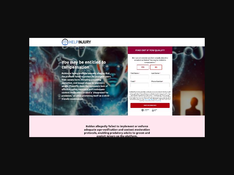 Help Injury - Roblox Abuse Mass Tort - CPA (US)