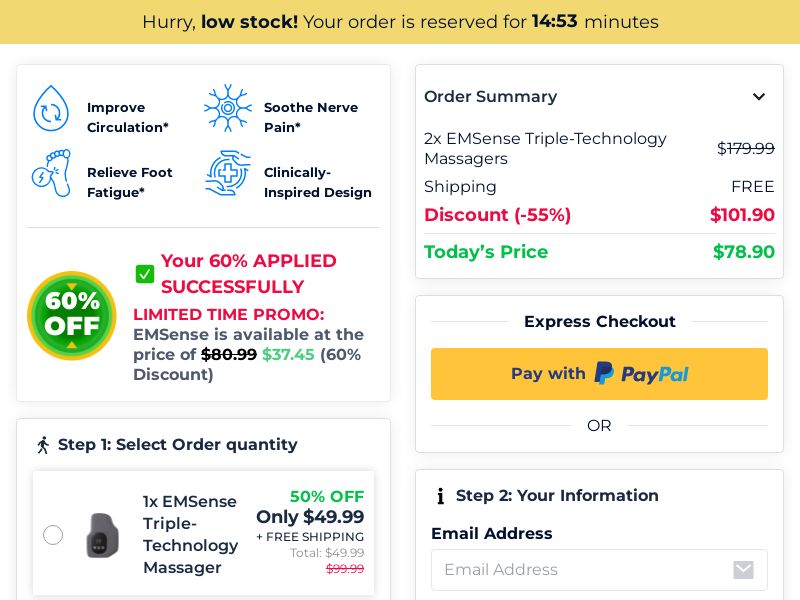 EMSense - EMS Massager - EN Global / DACH - High CVR Performance