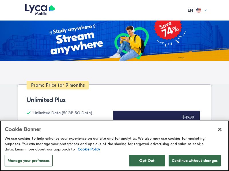 Back to School | Unlimited Data Plan through Lyca Mobile for only $12.50! | US