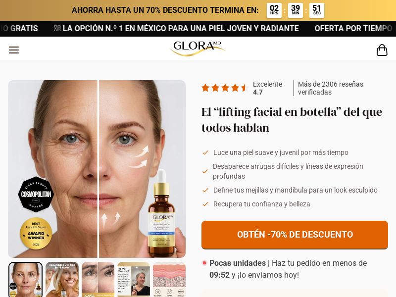 GloraMD Face Lift Serum [LATAM] (Social,Banner,Native,Push,SEO,Search,Brand Bidding) - CPA