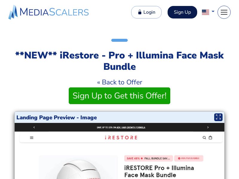 iRestore - Pro + Illumina Face Mask Bundle (Event Tracking) [US, DE, CA, AU, GB, FR, ZA, +70 More]