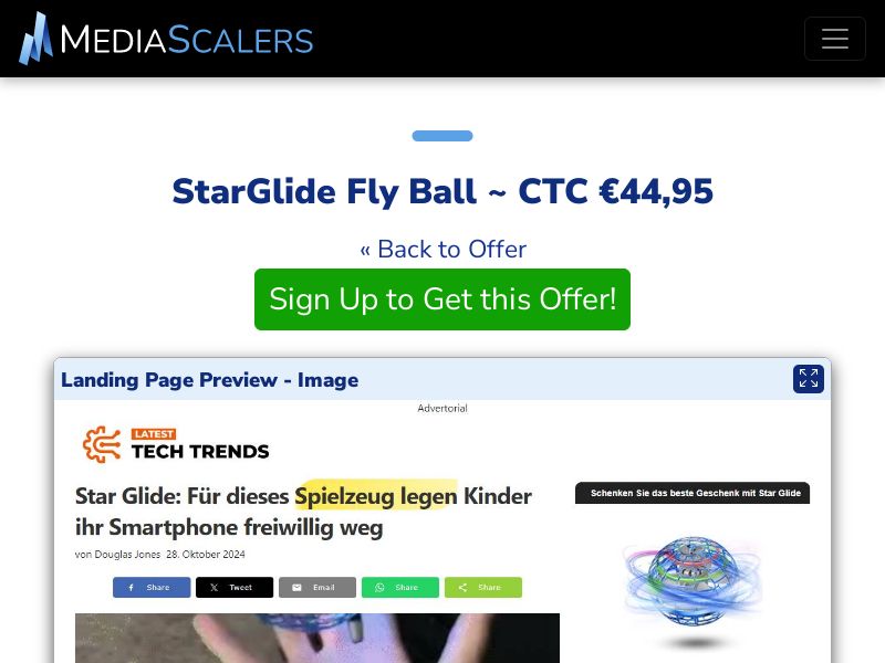 StarGlide Fly Ball ~ CTC €44,95 {+DTC. Alt-Landers} (Event Tracking) [DE, AT]