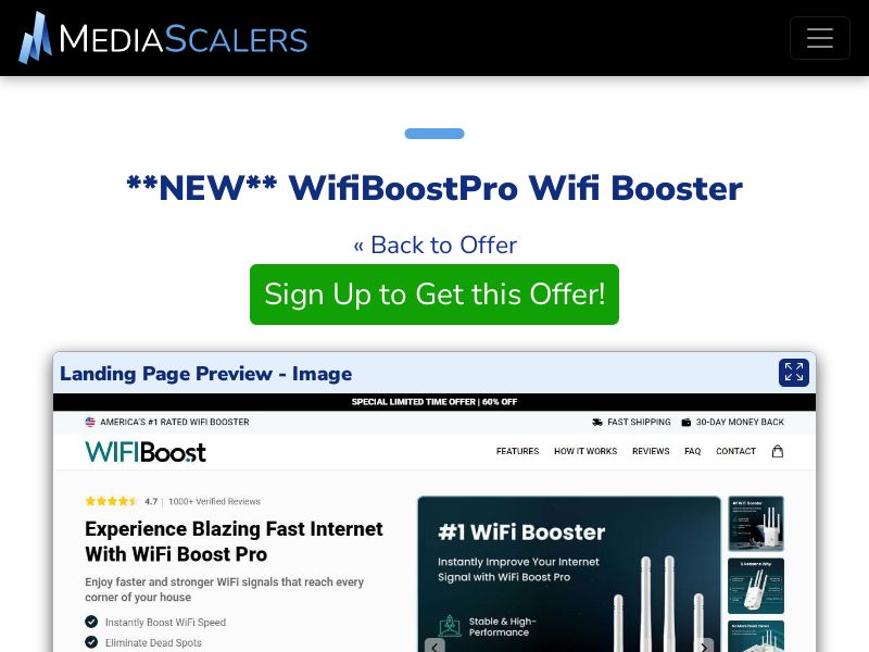 WifiBoostPro Wifi Booster {+DTC, Advertorial, Alt-Landers} [US, DE, CA, AU, GB, FR, IL, +236 More]