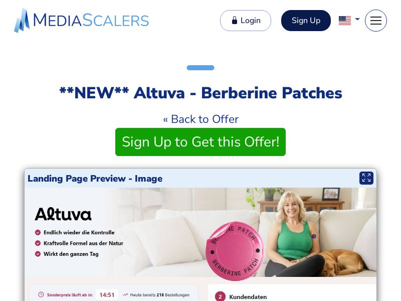 Altuva - Berberine Patches {+DTC, Quiz, Alt-Landers} (Event Tracking) [DE, FR, AT, CH, IT, SE, DK, +7 More]