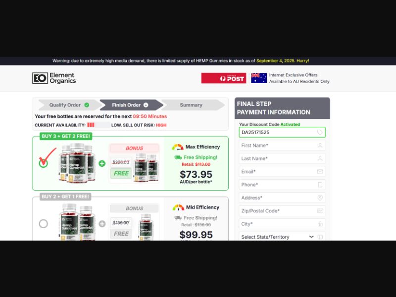 [WEB+MOB] Element Organics Hemp Gummies (Checkout page) /AU [CPS] *FB Pixel* [Approval Required]