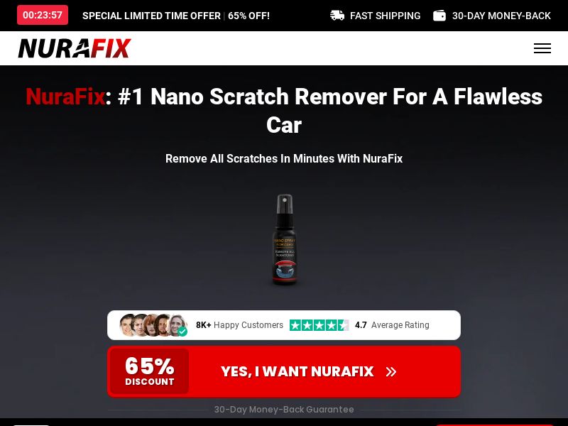 NuraFix Nano Car Spray - Product Page [INTL] (Social,Banner,Native,Push,SEO,Search,Brand Bidding) - CPA