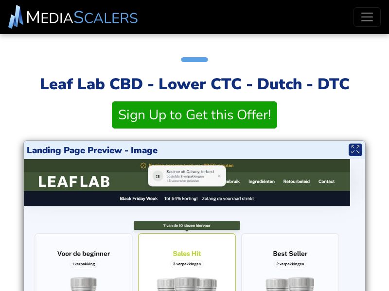 Leaf Lab CBD - Lower CTC - Dutch - DTC (Event Tracking) [BE]