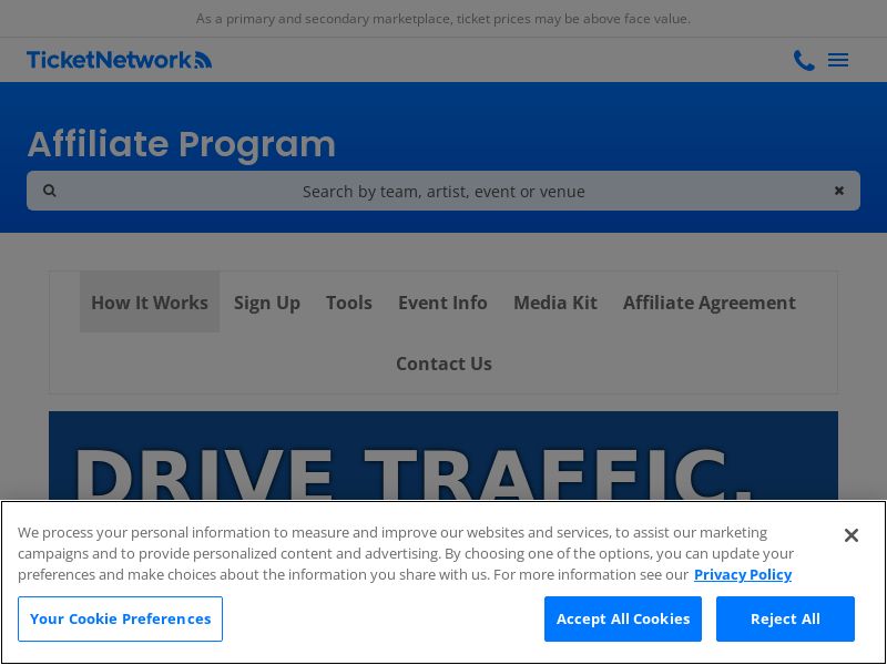 TicketNetwork Affiliate Program - CPS | Int'l