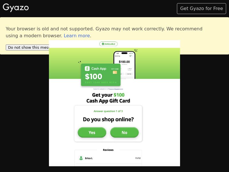 US - primerewardstop - Get $100 CashApp Gift Card - (SOI) 