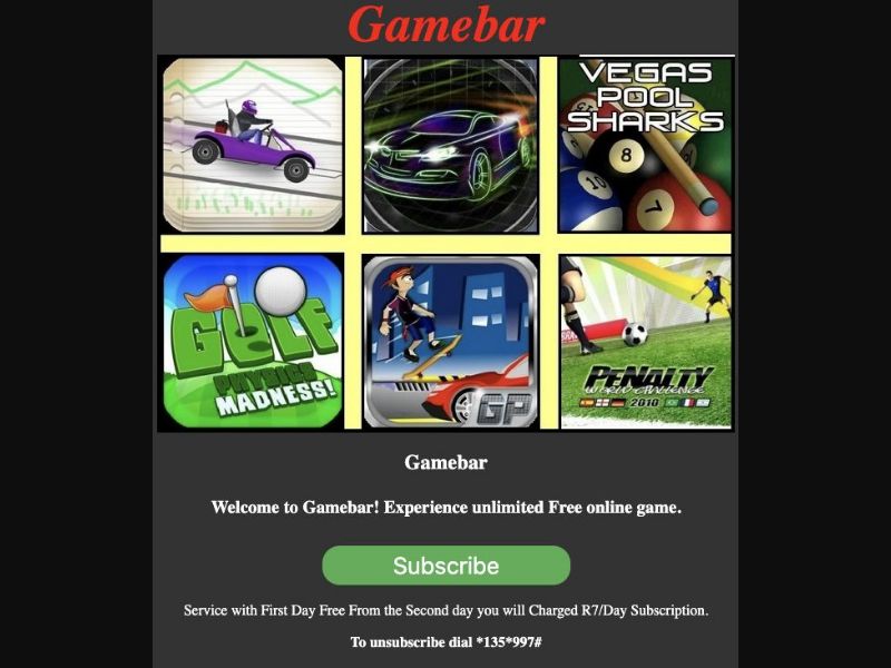 33856 - ZA - [MOB] - Gamebar - Vodacom - 2 Click