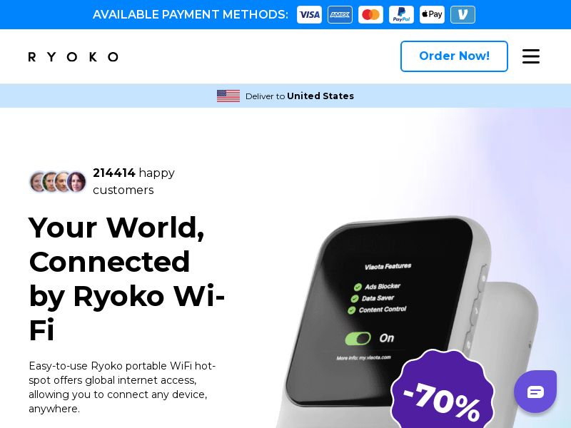 Ryoko PRO Wifi Router Unlimited Data [INTL] (Banner,Native,Social,Search,SEO) - CPA {No BrandBidding} 