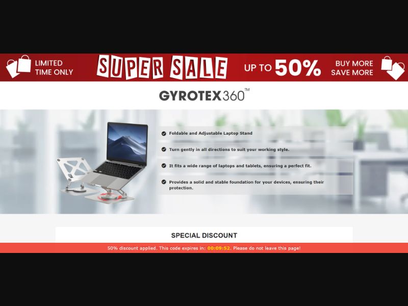 [WEB+MOB] Qinux Gyrotex 360 – Laptop Stand /International (112 GEOs) CPS *FB/TT/Google/Taboola Pixel*