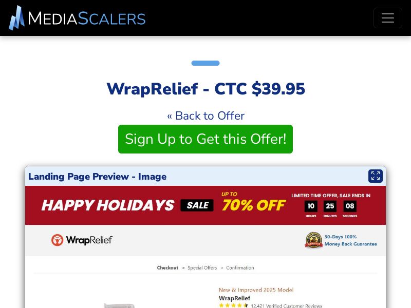 WrapRelief - CTC $39.95 {+DTC, Alt-Landers} (Event Tracking) [US]