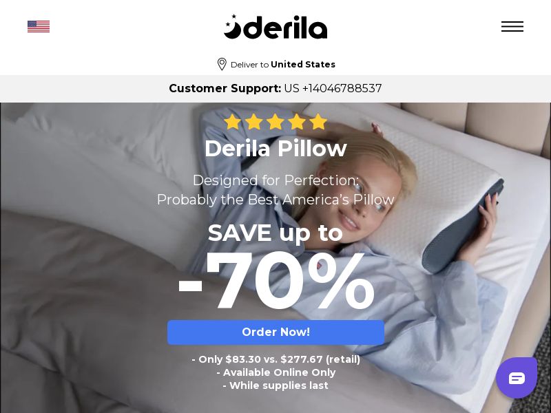 Derila Memory Foam Pillow [INTL] (Banner,Native,Social,Search,SEO) - CPA {No BrandBidding}