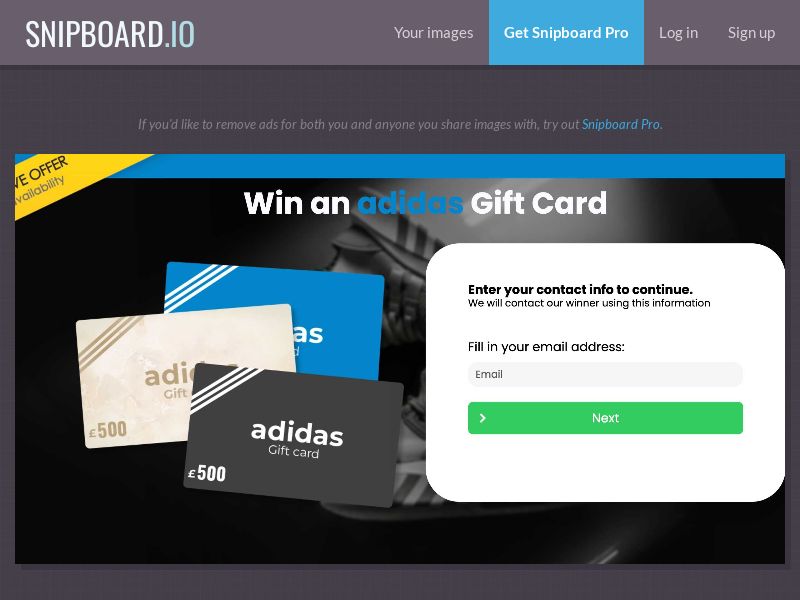 YouSweeps - Win an adidas gift card UK - SOI