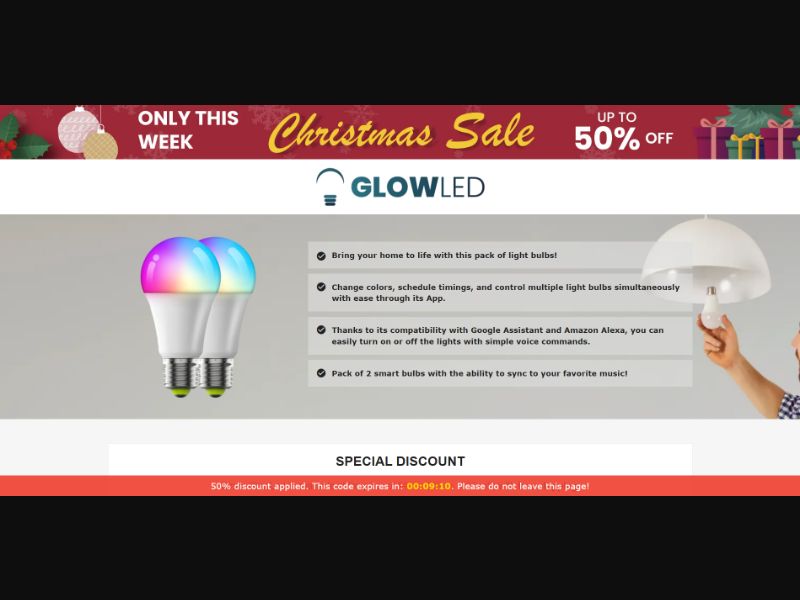 [WEB+MOB] Qinux GlowLed – Smart LED Bulbs /International (112 GEOs) CPS *FB/TT/Google/Taboola Pixel*