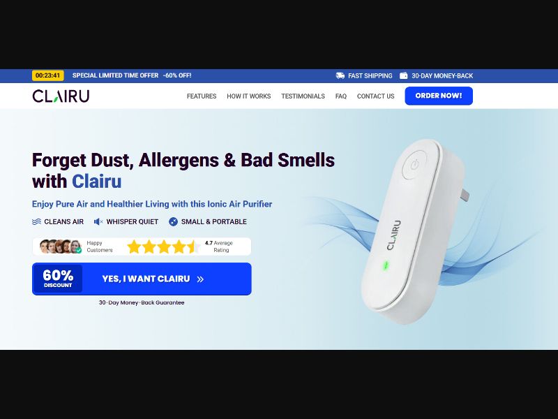 [WEB+MOB] Air Purifier - Clairu - CTC $39.95 /US CPS