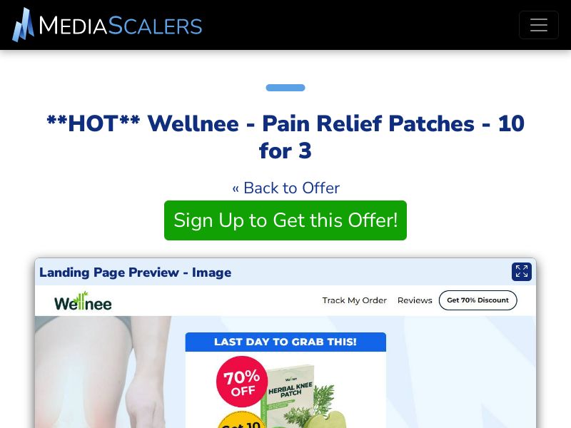 Wellnee - Pain Relief Patches - 10 for 3 {+Advertorial, DTC, Multi-Lang, Alt-Landers} (Event Tracking) [US, DE, CA, AU, UK, FR, IL, +233 More]