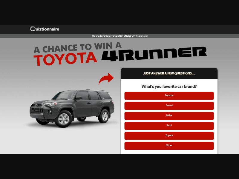 UK - Quiztionnaire - Toyota 4runner - (CPL)