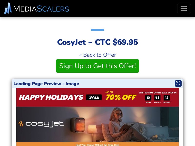 CosyJet ~ CTC $69.95 {+Advertorial, DTC, Alt-Landers} (Event Tracking) [US]