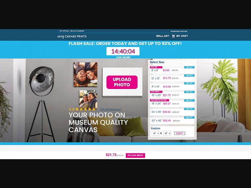 [WEB+MOB] Easy Canvas Prints - 86% Off (Up to 93) /US CPS [Email Only]
