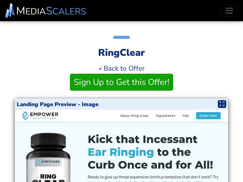 RingClear {+Advertorial, DTC, TSL, VSL, Alt-Landers} [US, CA]