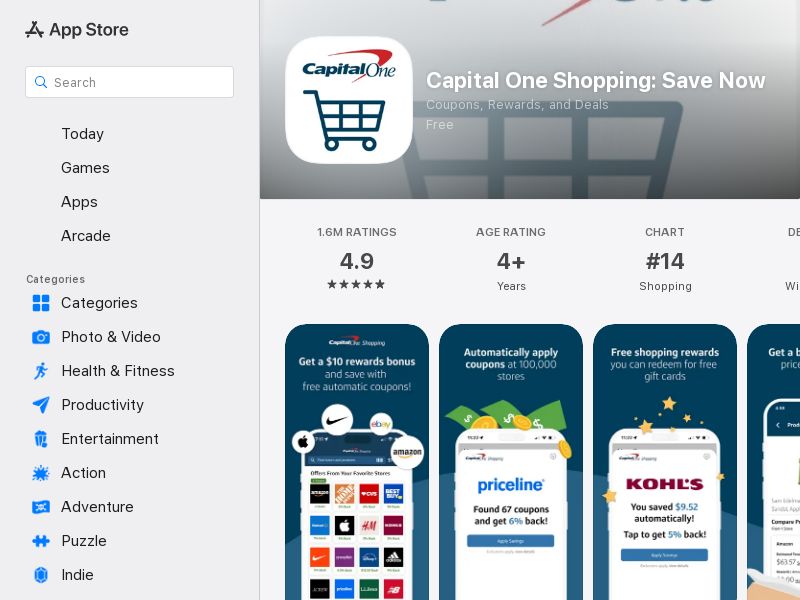 NEW Capital One Shopping - US - CPA - iOS - Mobile app flow (install + Safari extension setup) - Pre-approval required