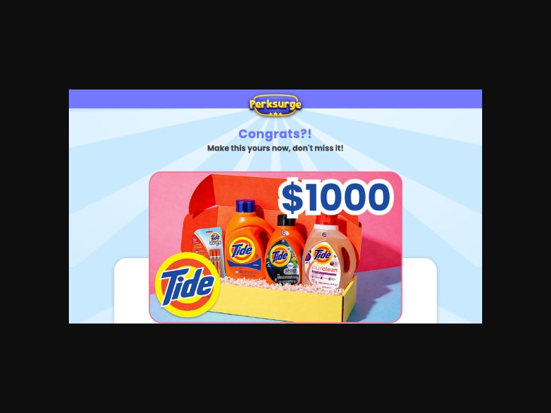 Perksurge - Tide Box $1000 Sweepstake - CPL (US)